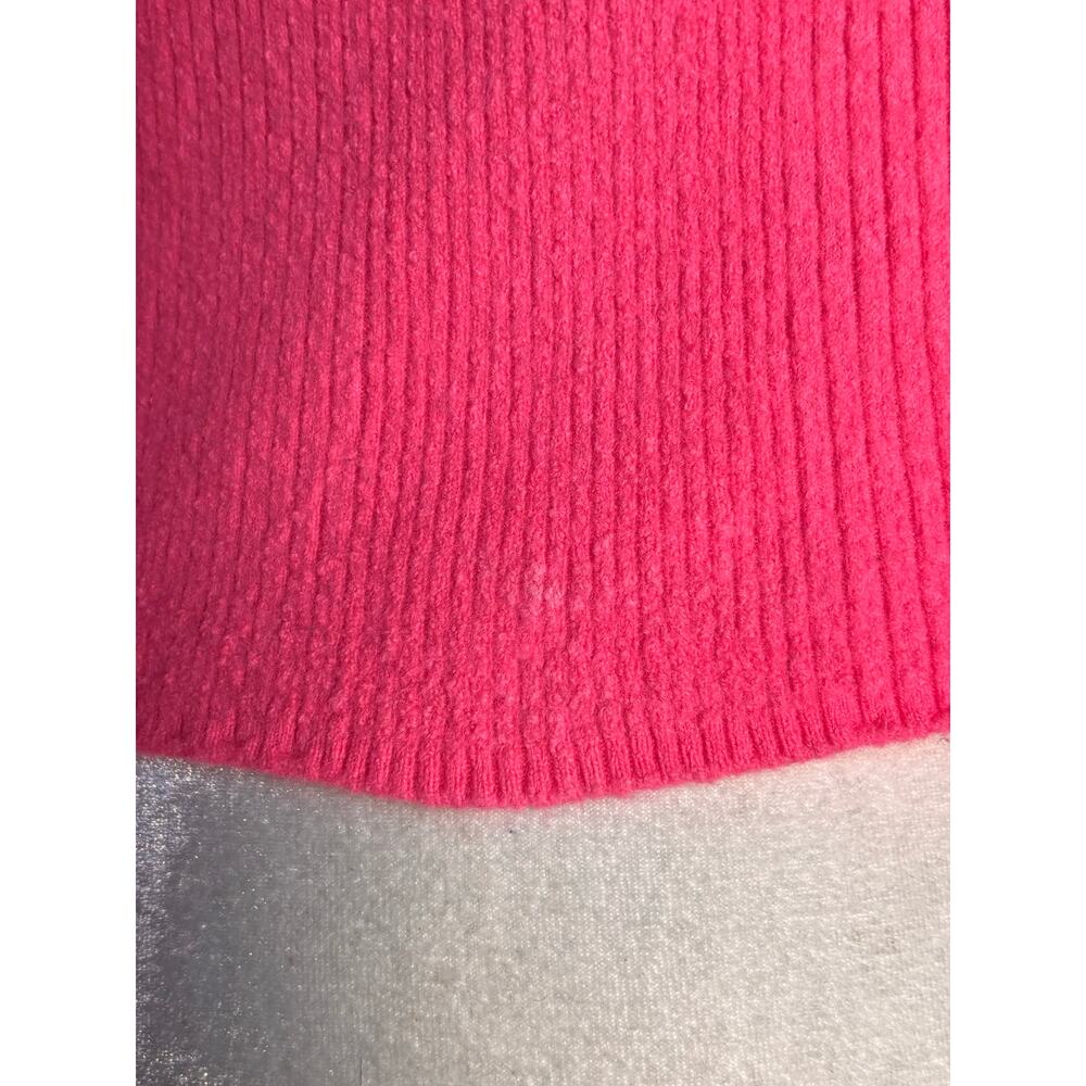 From Future Fuchsia Pink Ribbed Wool Cardigan Button Front Fitted Cropped - Picture 5 of 8